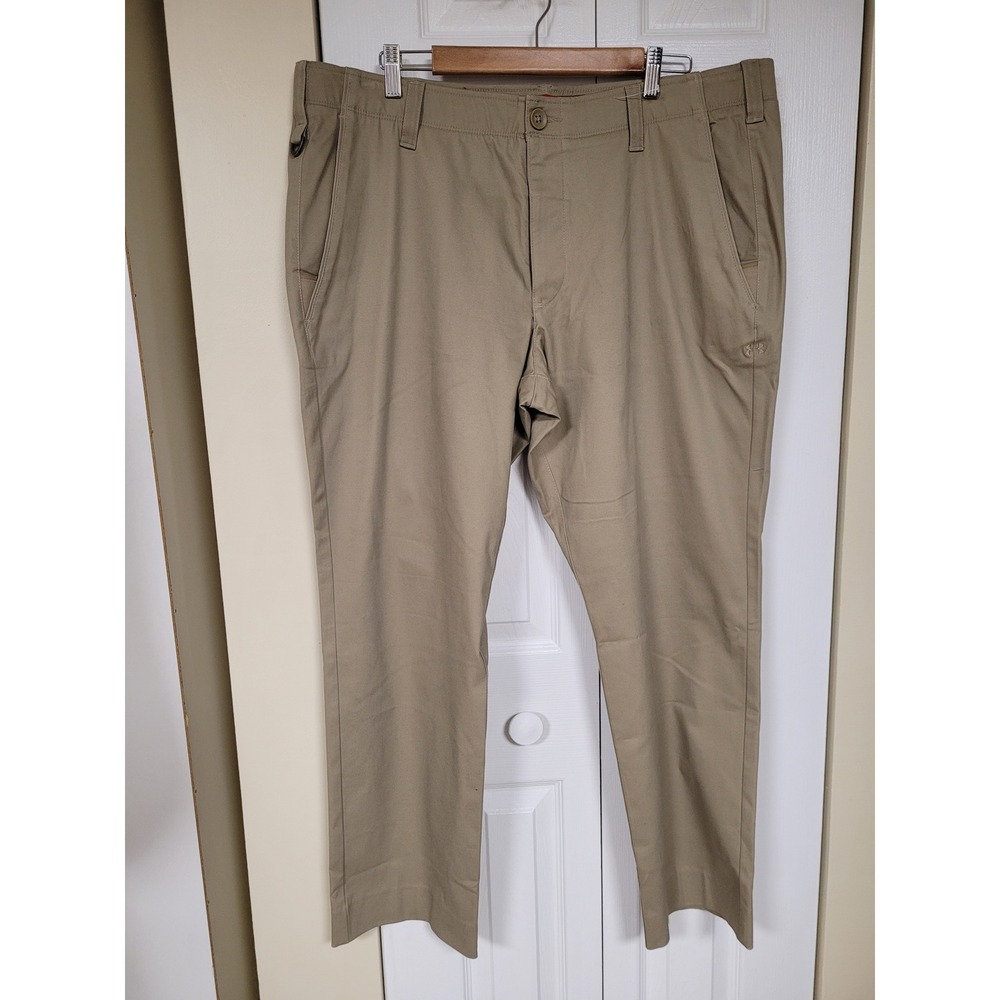 Under Armour Mens‎ Utility Performance Work Pants 42x32 Khaki Flat Front D Ring